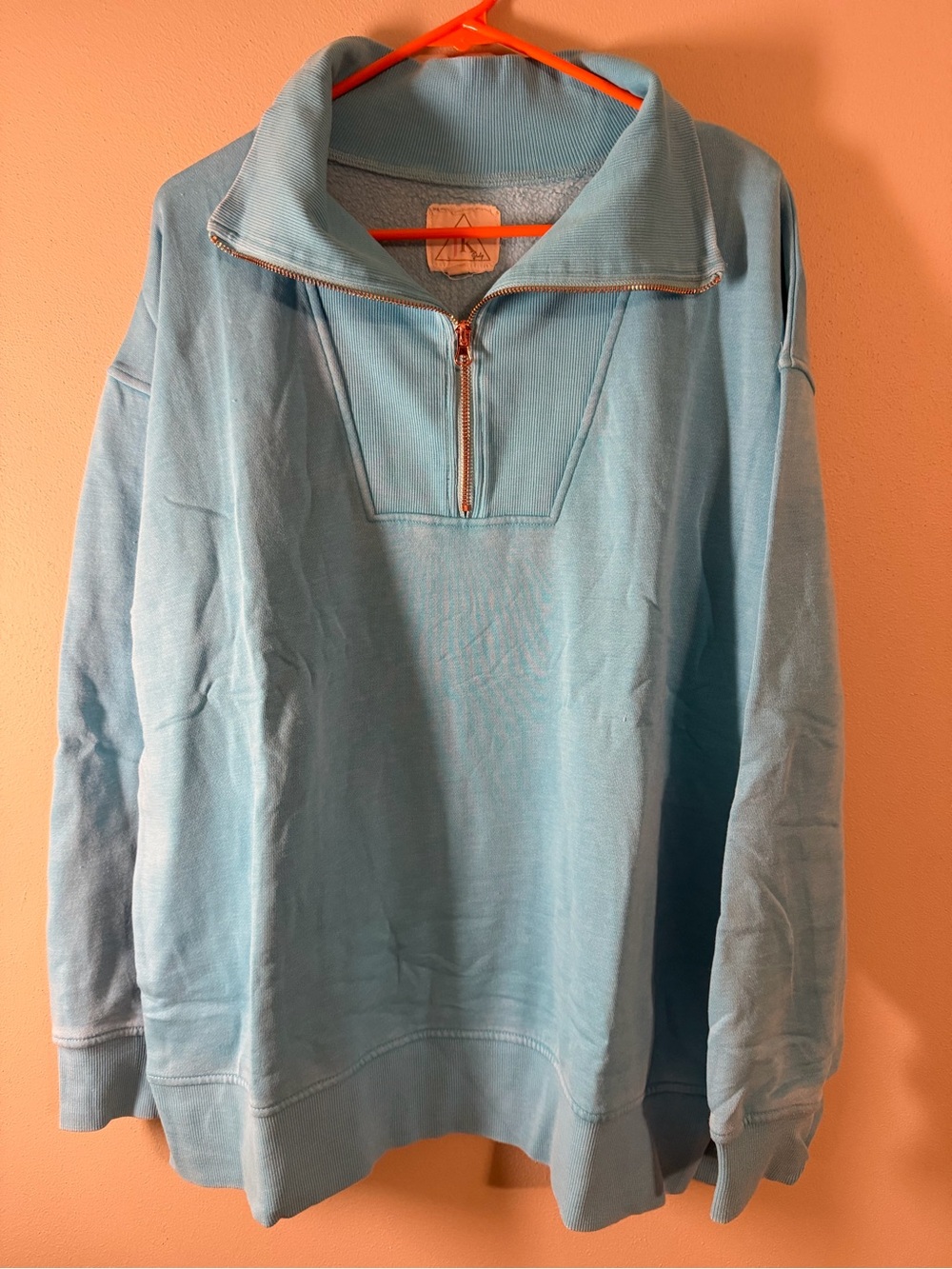 Women's Light Blue Half-Zip Pullover Sweatshirt